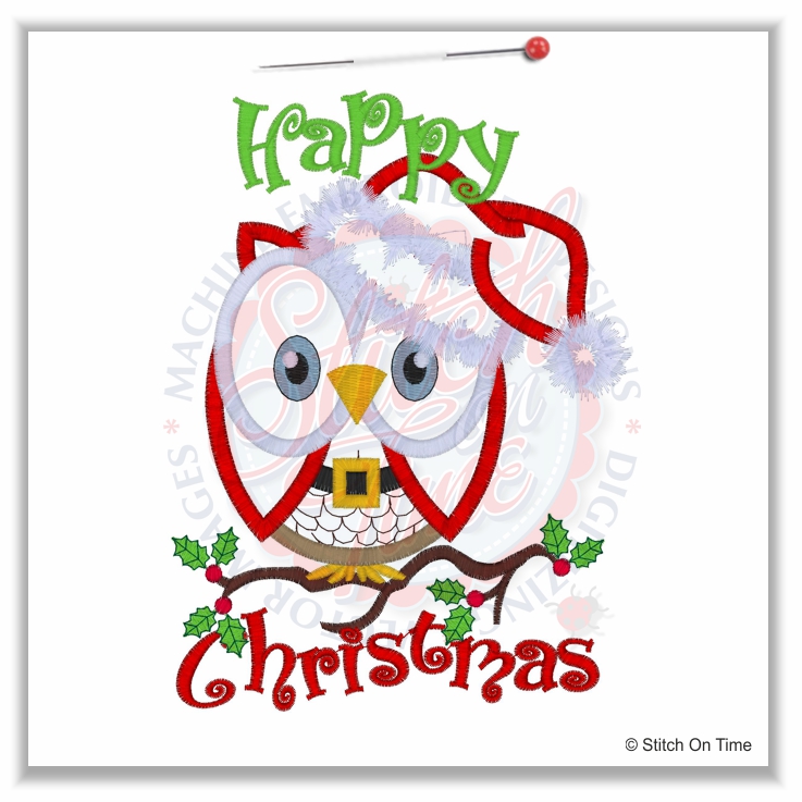 349 Christmas : Santa Owl Applique 5x7