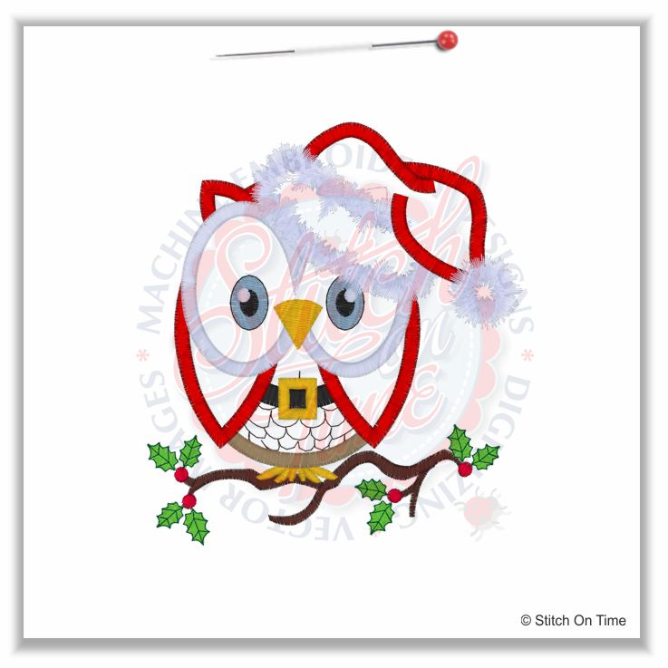 350 Christmas : Santa Owl Applique 5x7