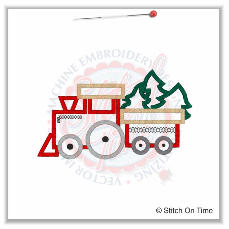 367 Christmas : Christmas Tree Train Applique 5x7