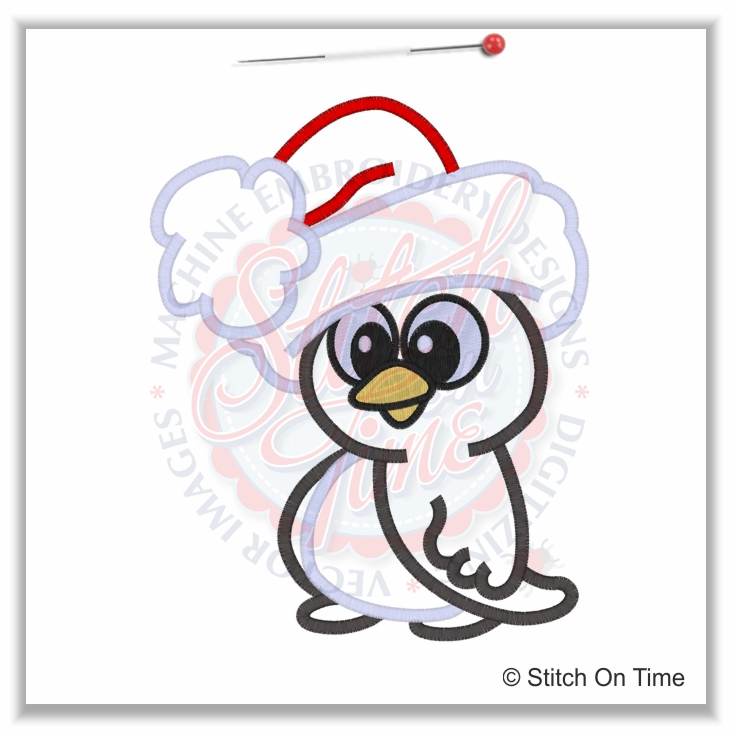 384 Christmas : Santa Penguin Applique 6x10