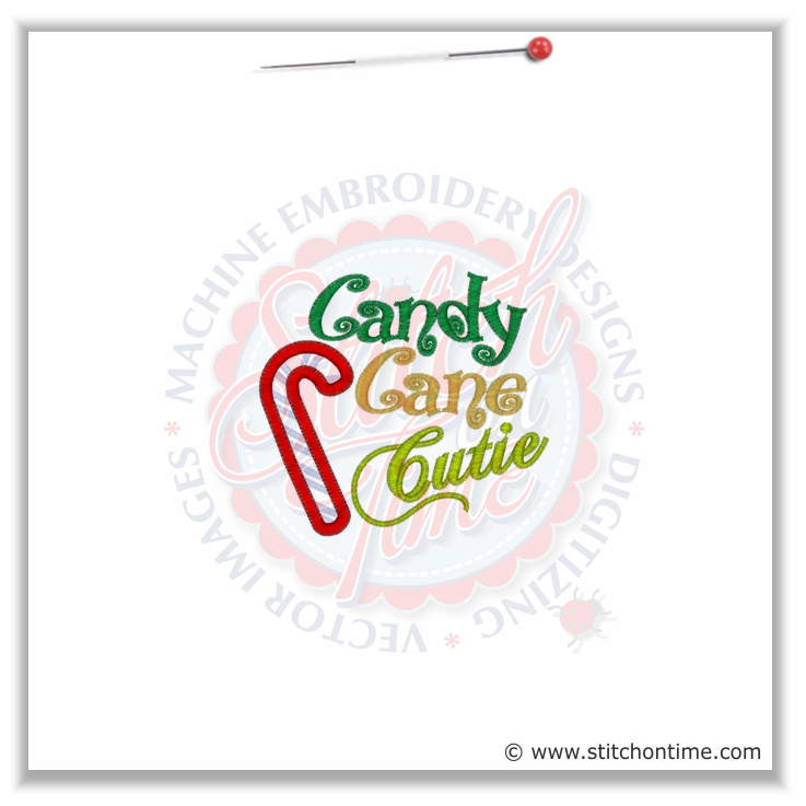 457 Christmas : Candy Cane Cutie Applique 4x4