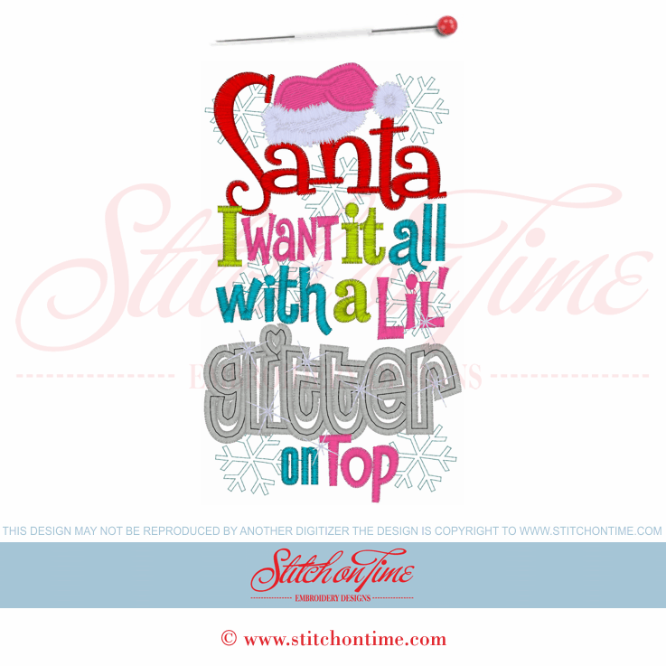 669 Christmas : Santa I Want It All Applique 5x7