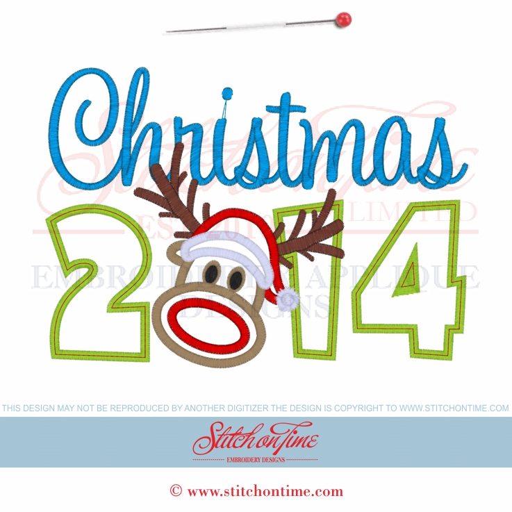 718 Christmas : Reindeer 2014 2 Hoop Sizes