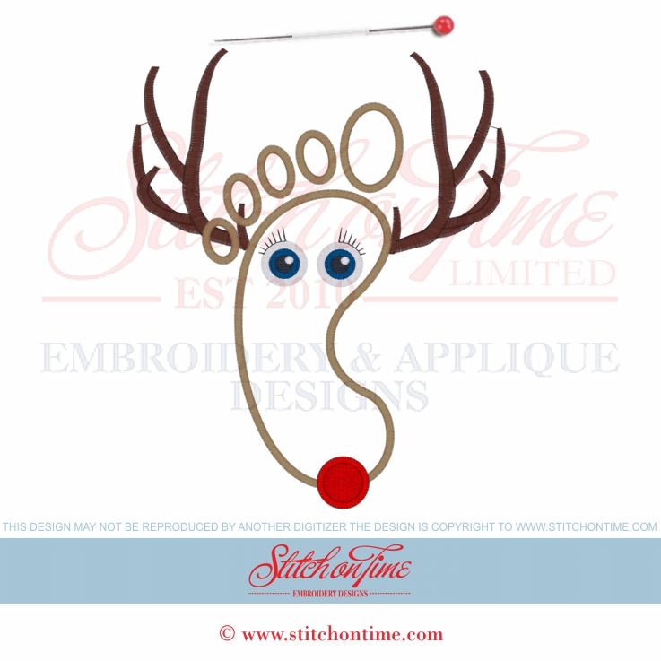 755 Christmas : Reindeer Footprint Applique 3 Hoop Sizes Inc.