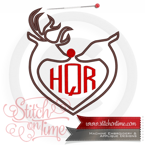 776 Christmas : Rudolph Heart Monogram Applique MTO