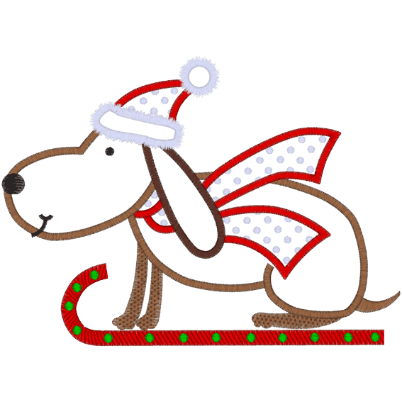 Christmas (A89) Dog on Sleigh Applique 5x7