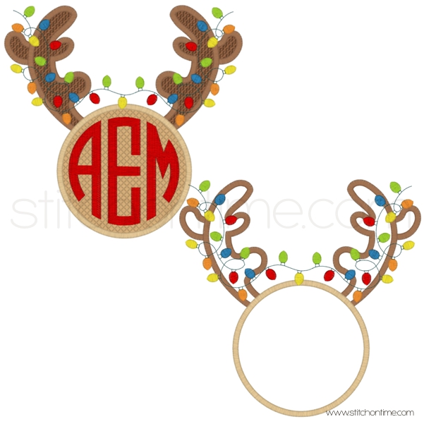 919 Christmas: Applique Christmas Reindeer theme monogram frame