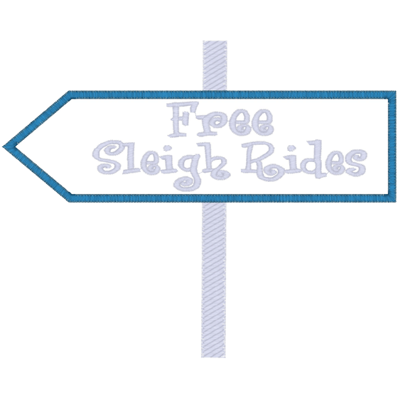 Christmas (A94) Free Sleigh Rides Sign Applique 6x10