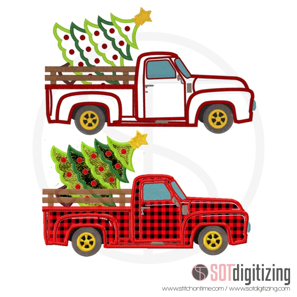 947 Christmas: Truck With Christmas Tree Applique