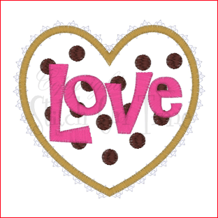 Cookies (4) Heart Love Applique 4x4