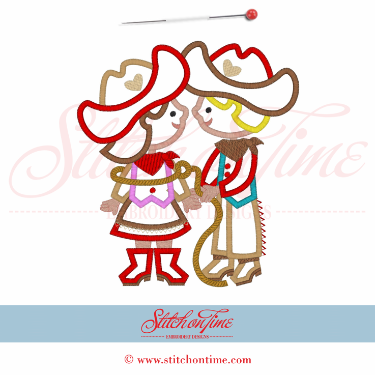 1 Cowboy Love :Valentine Girl & Boy Applique 6x10