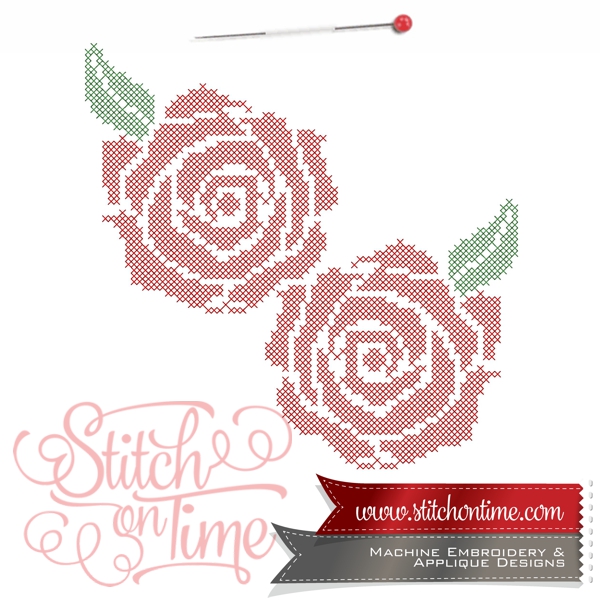 3 Cross Stitch : Roses 6x10