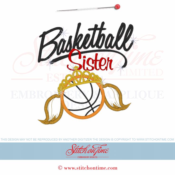 3590 Custom : Basketball Sister Applique 6x10