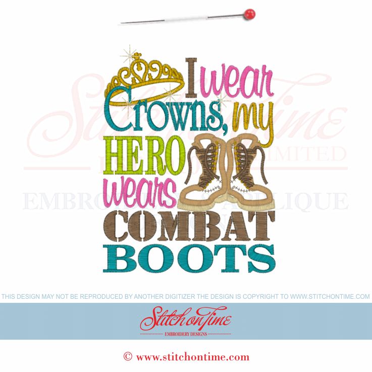 4531 Custom : My Hero Wears Combat Boots Applique 5x7