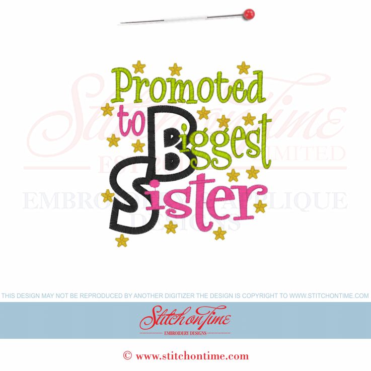4696 Custom : Promoted To Biggest Sister Applique 5x7