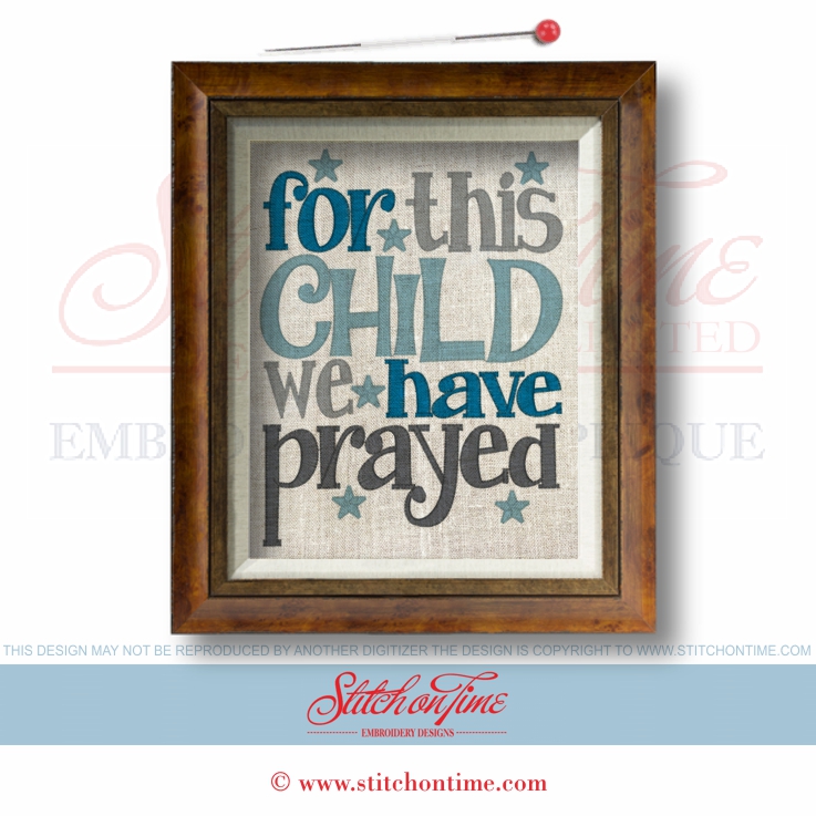8529 Custom : For This Child We Have Prayed 5x7