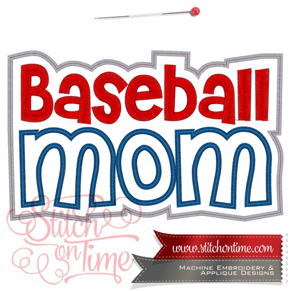 9461 Custom : Baseball Mom Applique 5x7 and 6x10 inc.