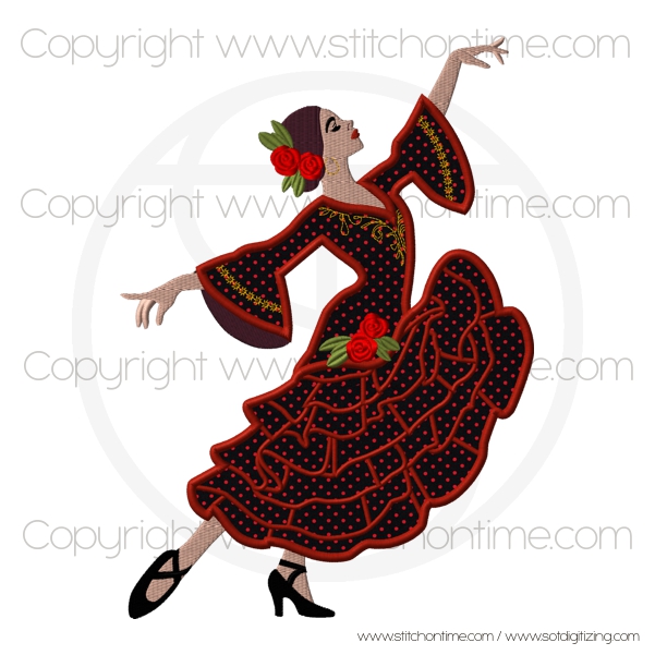 15 Dance : Spanish Flamenco Dancer Applique
