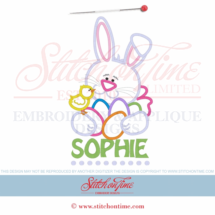 174 Easter : Bunny Rabbit Name Applique 6x10 or 5x7