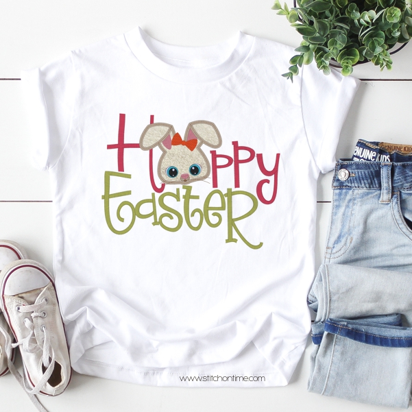 208 Easter : Hoppy Easter bunny Applique