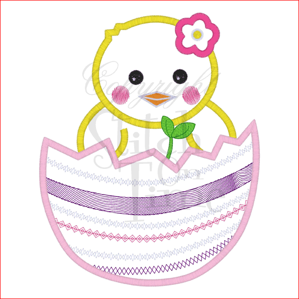 Easter (90) Chick in Egg Applique 5x7