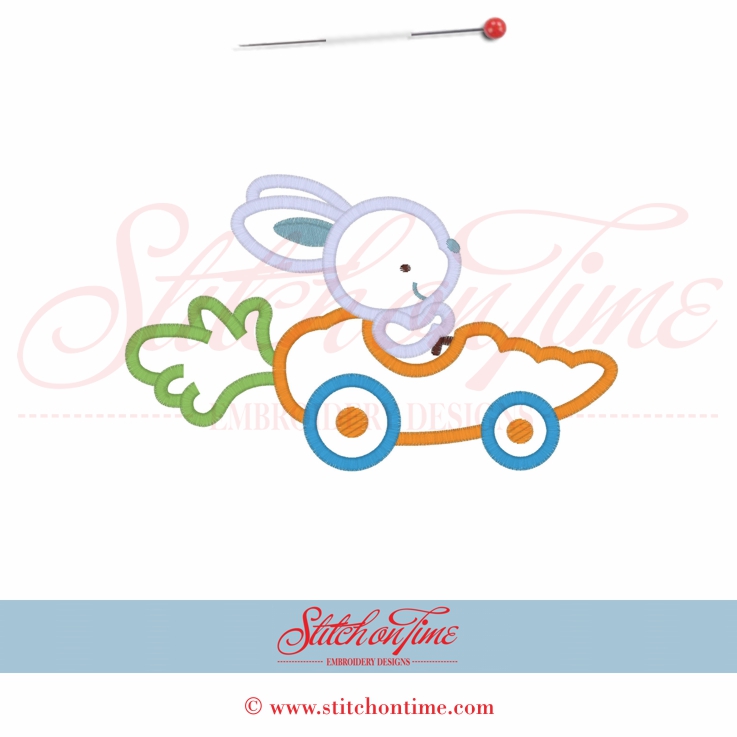 1 Easter Bunny : Bunny Rabbit In Carrot Car Applique 5x7