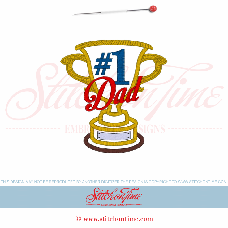 6 Fathers Day : #1 Dad Trophy Applique 5x7
