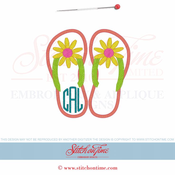 1 Flip Flop Monogram : Made To Order 5x7 or 6x10
