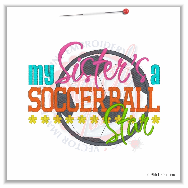 64 Football : Sister Soccerball Star Applique 5x7