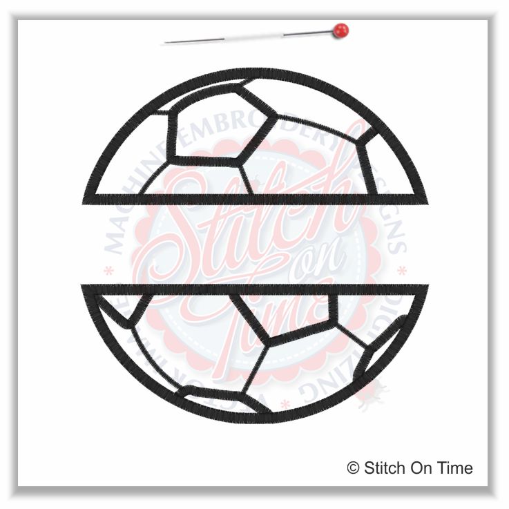 65 Football : Split Football / Soccer ball Applique 6x10