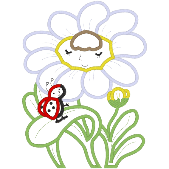 Garden Fairies (A8) Flower & Ladybug Applique 5x7