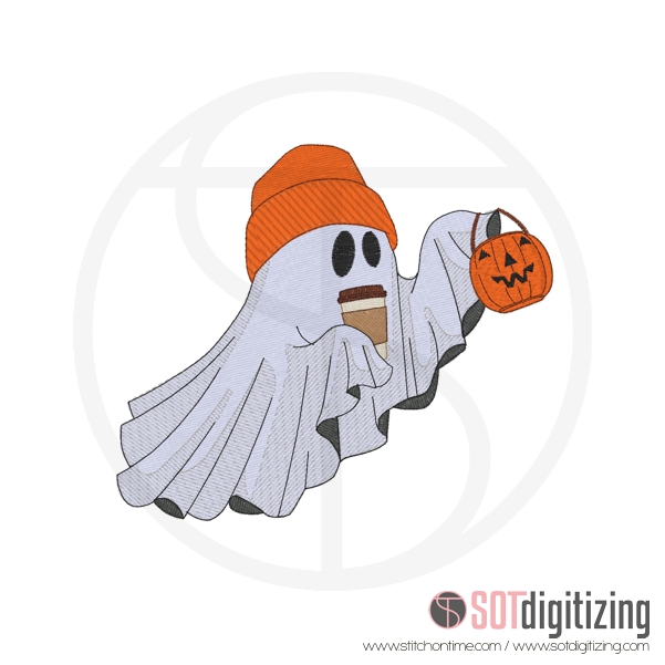 5 Ghost : Ghost with coffee, hat and pumpkin