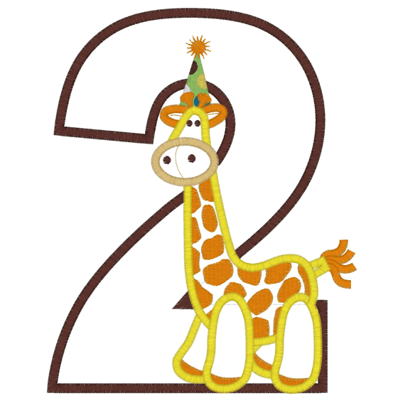 Giraffe (36) Birthday Applique 6x10