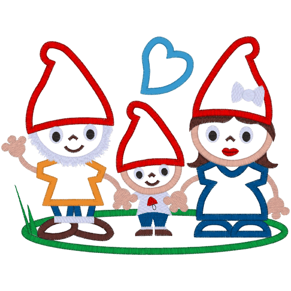 Gnomes (A5) Gnome Family Applique 5x7
