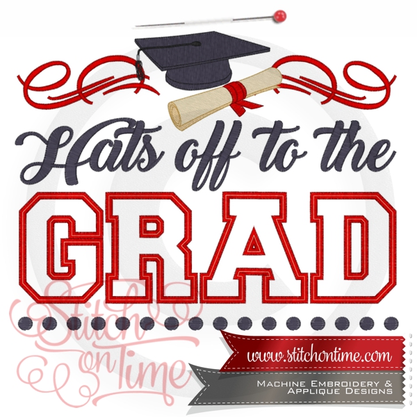 10 Graduation : Hats Off To The Grad Applique 3 Sizes Inc