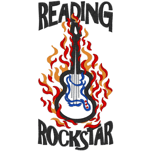 Guitar (A20) Reading Rockstar Applique 5x7