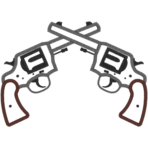 Guns (A2) Crossed Pistols Applique 5x7