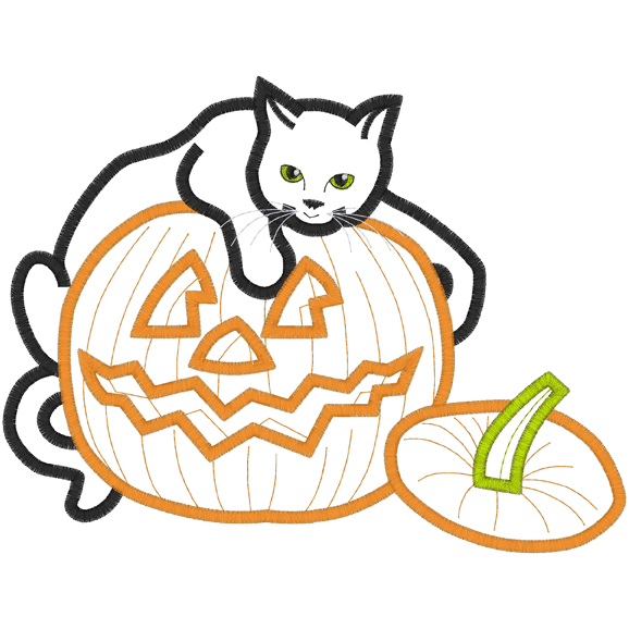 Halloween (A126) Cat & Pumpkin Applique 5x7