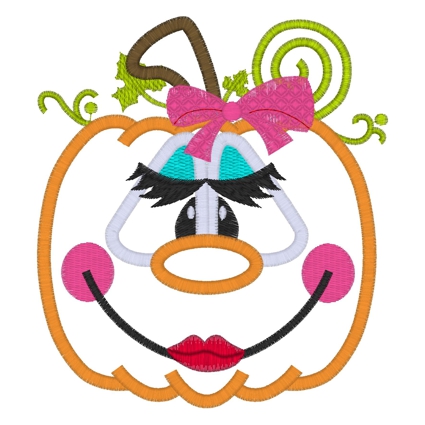 Halloween (225) Girl Pumpkin Applique 4x4