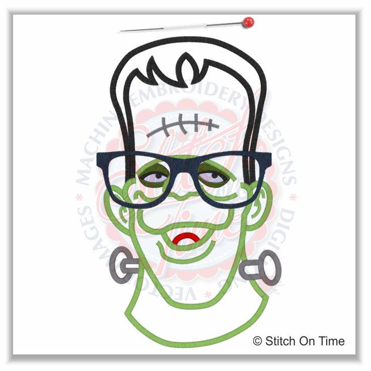 318 Halloween : Geek Frankenstein Applique 6x10