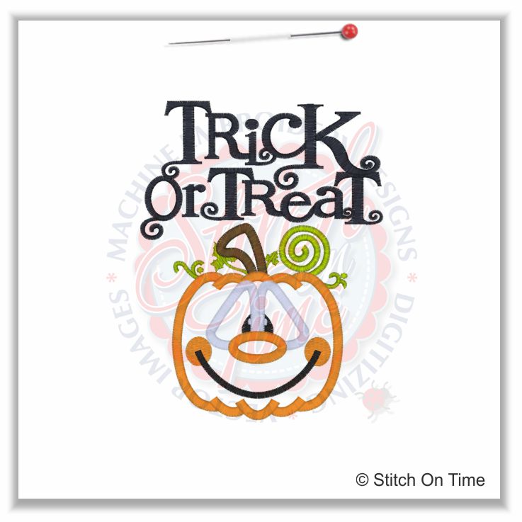 322 Halloween : Trick Or Treat Pumpkin Applique 5x7