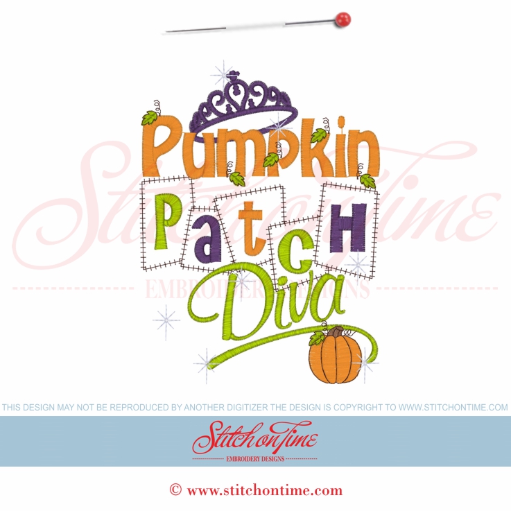 421 Halloween : Pumpkin Patch Diva Applique 5x7