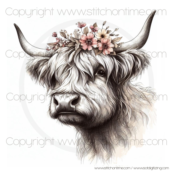 7 HIGHLAND COW : Female Highland Cow (Digital Image)