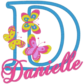 Letters (A179) D with Butterflies Applique 5x7