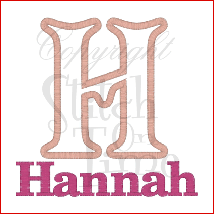 Letters (218) H Hannah Applique 5x7