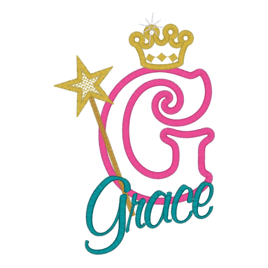 Letters (282) G Grace Applique 5x7