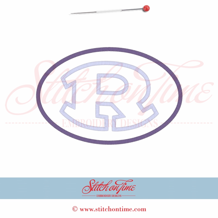 406 Letters : R In Oval Applique 6x10