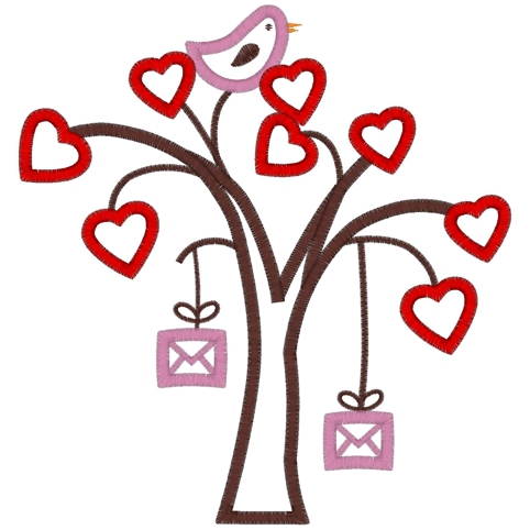 Love Letters (12) Love Letter Tree Applique 6x10