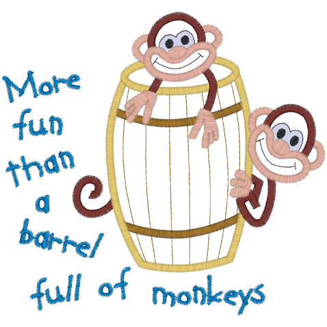 Monkies (A24) Barrel of Monkies Applique 5x7