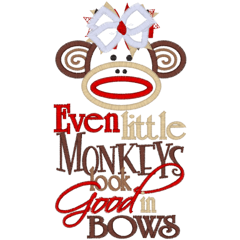 Monkies (A42) Bow Monkey Applique 5x7